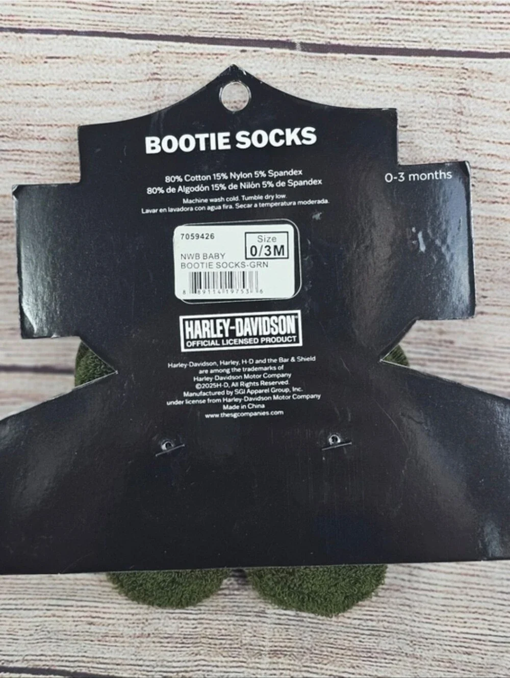 NWT Baby Harley-Davidson Olive Green Infant Booties with Patch